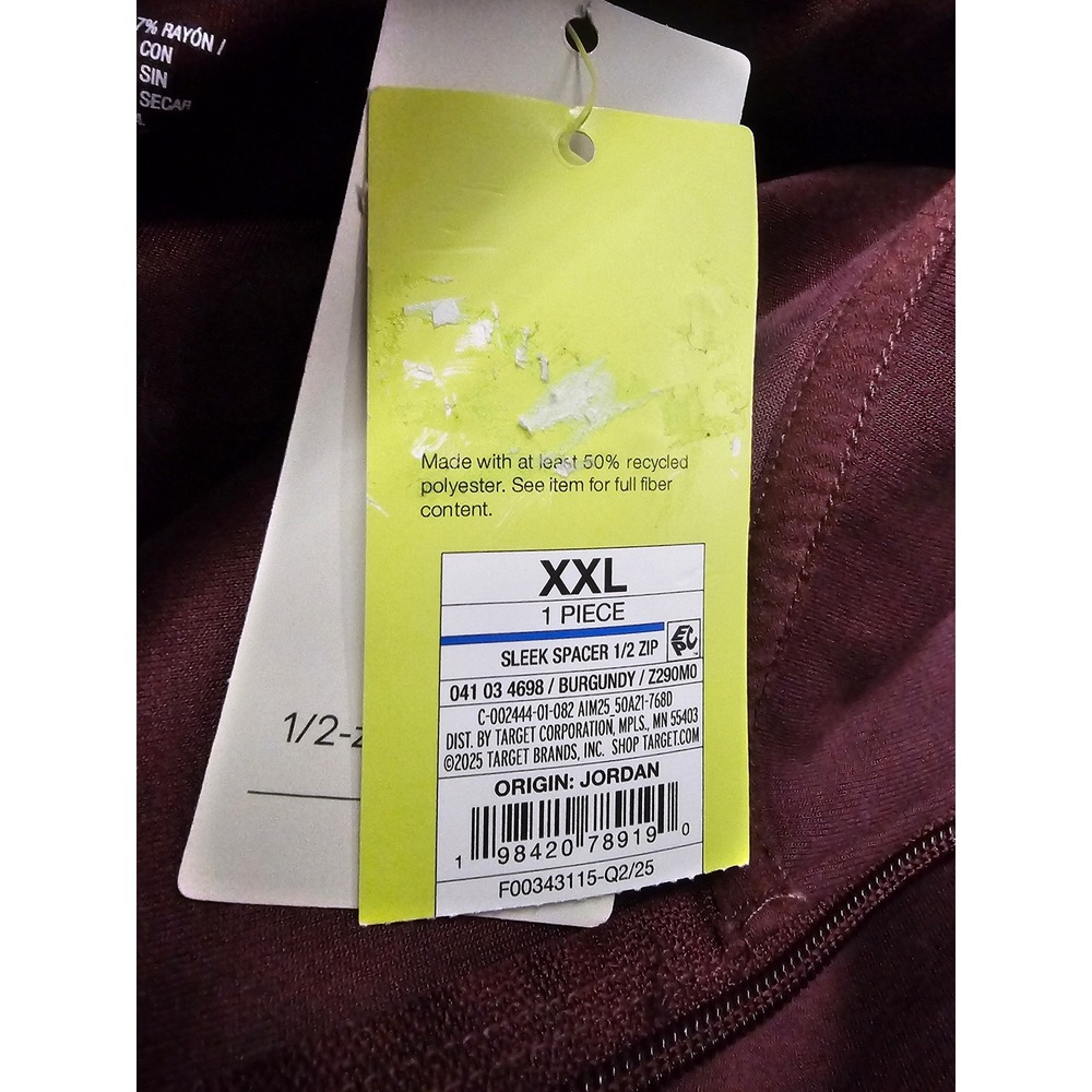 All in Motion Womens 1/2 Zip Pullover Burgundy Rayon Blend Workout Size 2XL - Picture 3 of 5